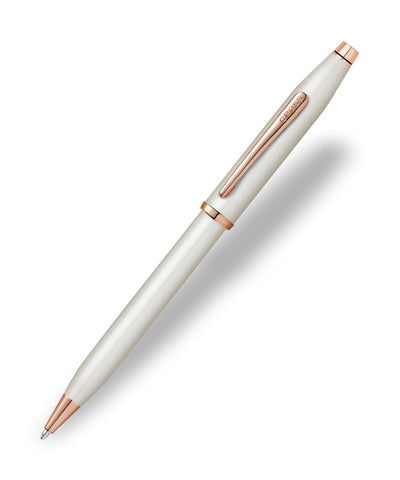 Cross Century II Ballpoint Pen - Pearlescent White with Rose Gold PVD Plated Trim