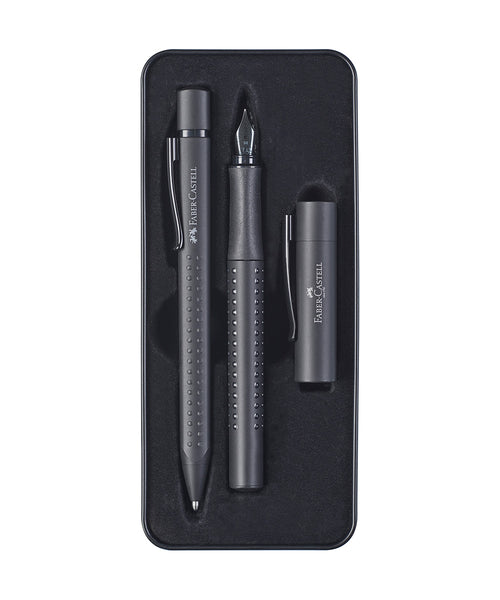 Faber-Castell Grip Fountain & Ballpoint Pen Set - All Black Edition