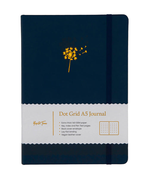 Yop & Tom Dot Grid A5 Journal - Dandelion Midnight Blue